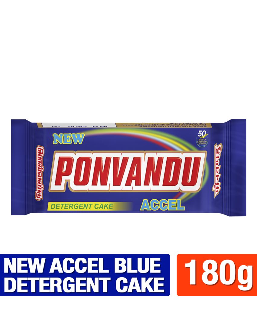 New Ponvandu Blue Accel Detergent Cake 180g