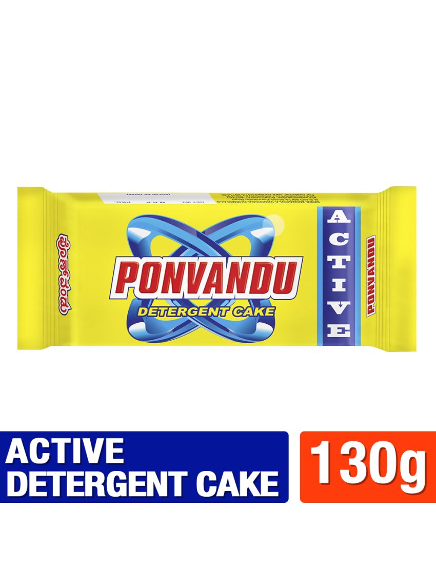 Ponvandu Active Detergent Cake Yellow 130g + Premium Detergent Powder