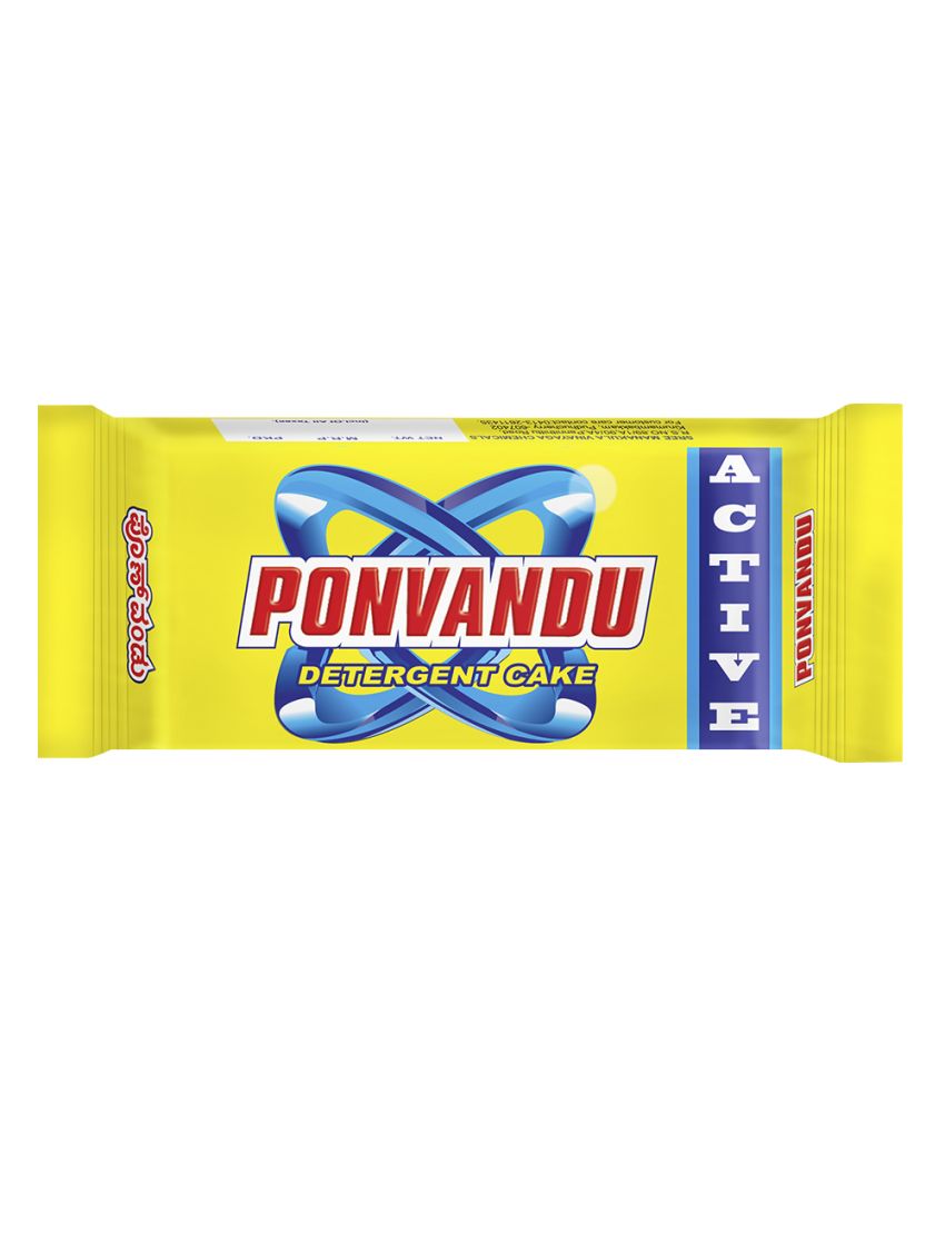 Ponvandu Active Detergent Cake Yellow 130g + Premium Detergent Powder