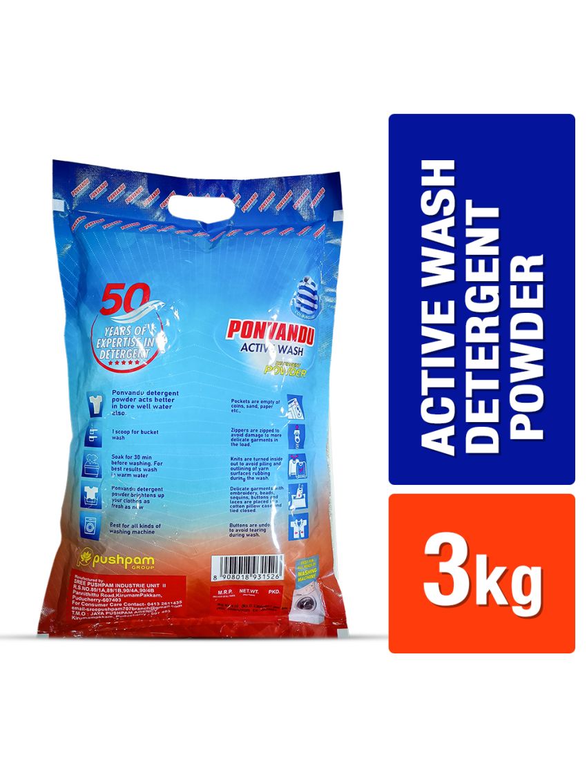 Ponvandu Active Wash Detergent Powder-3 KG