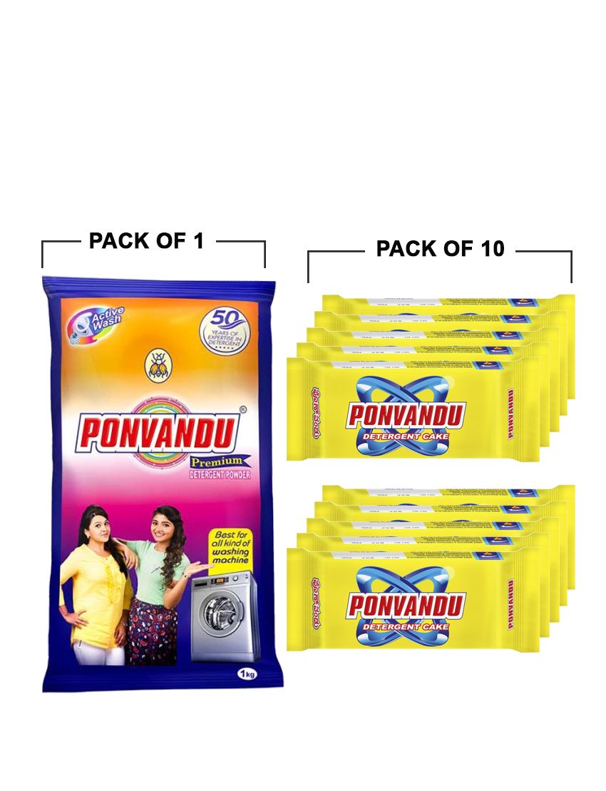 Ponvandu Active Detergent Cake Yellow 130g + combo