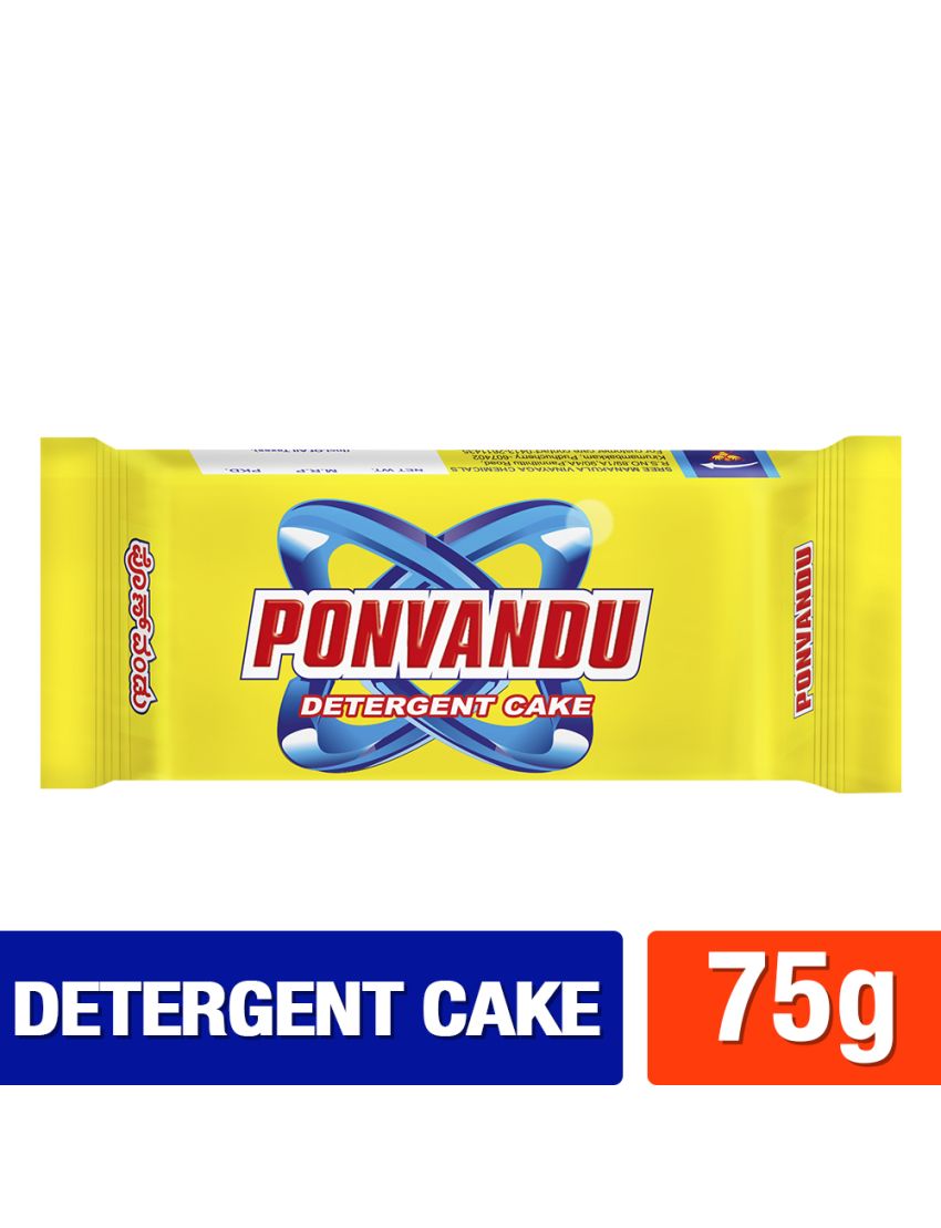Ponvandu Detergent Cake Yellow 75g + Premium Detergent Powder