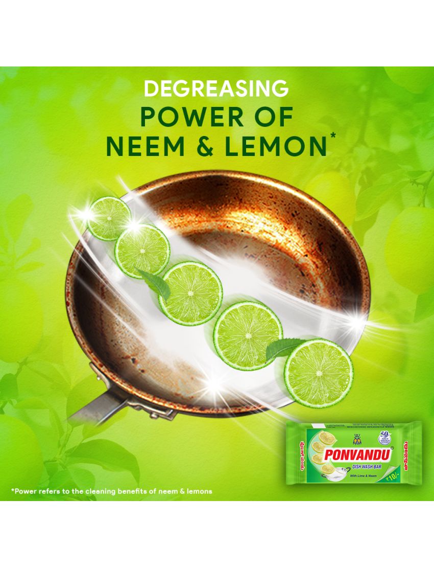 Ponvandu Dishwash Bar-145g - 20 Nos + Steel Scruber Pad 15g 24 Nos