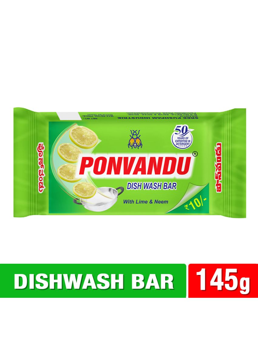 Ponvandu Dishwash Bar-145g - 20 Nos + Steel Scruber Pad 15g 24 Nos