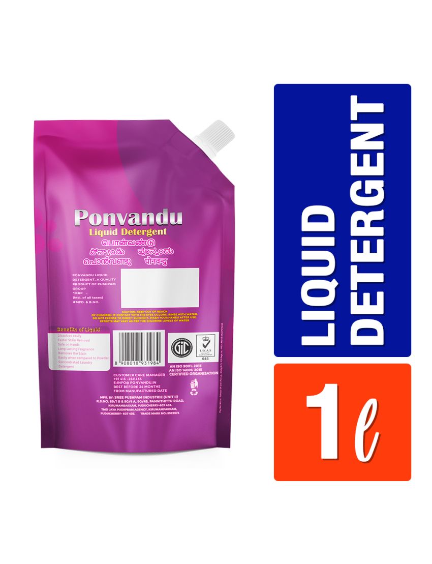 Ponvandu Detergent Liquid Value Pack New-1 L