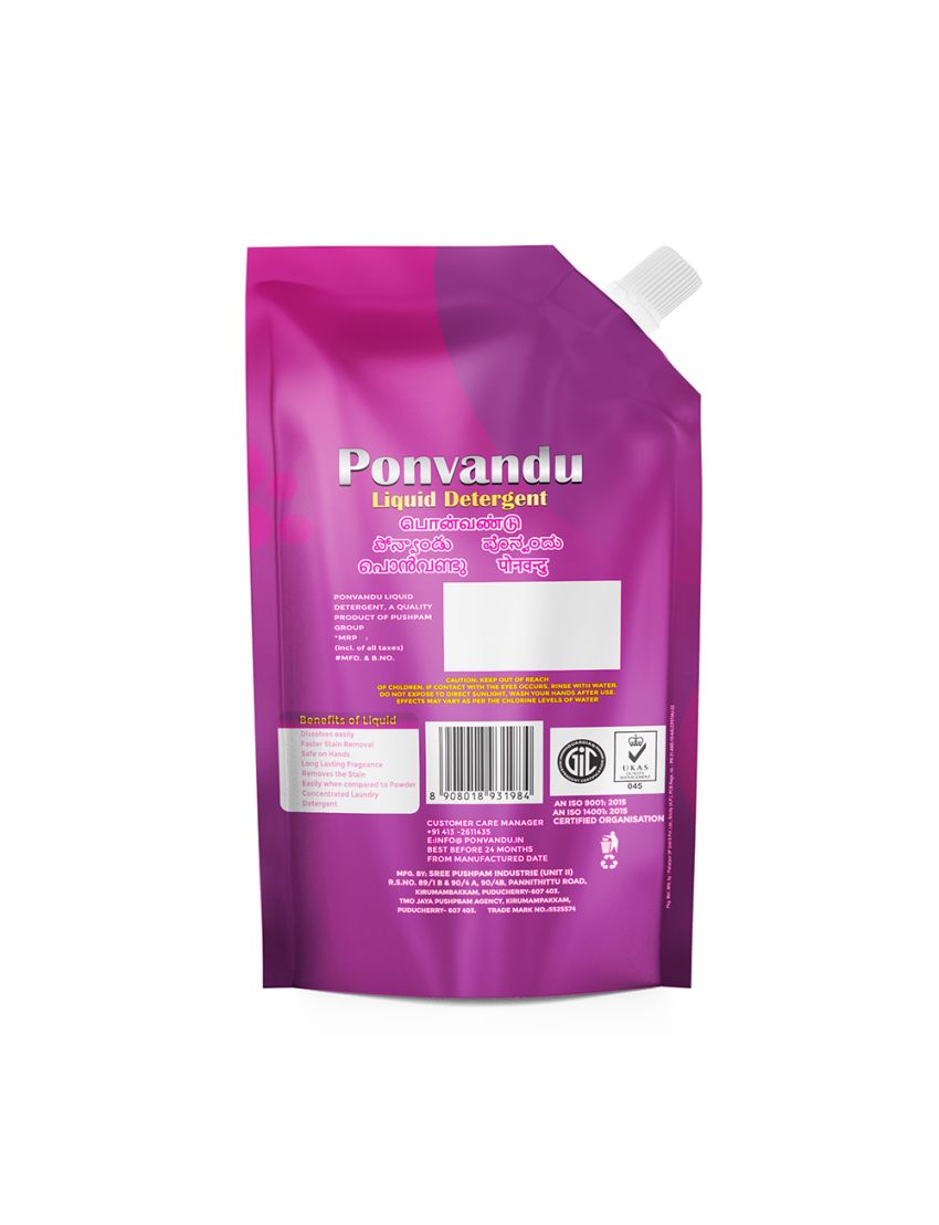 Ponvandu Detergent Liquid Value Pack New-1 L