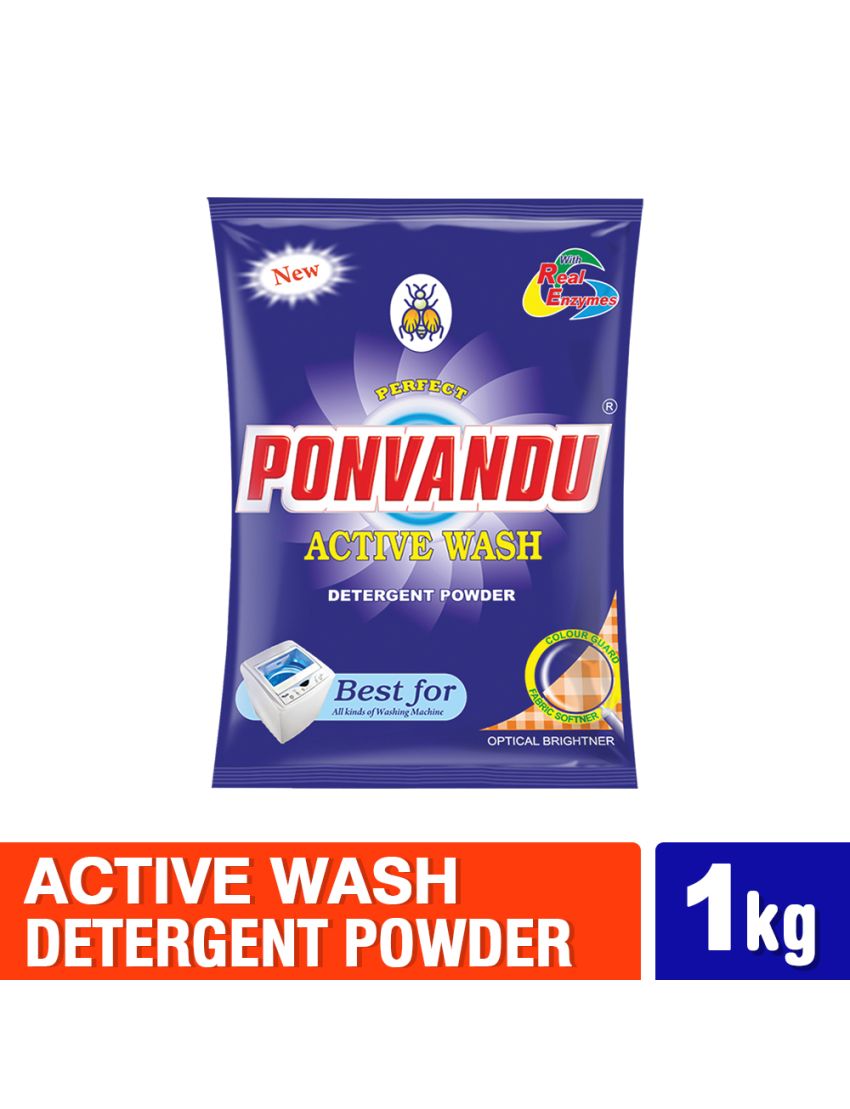 Ponvandu Prefect Active Wash Detergent Powder Blue 1Kg