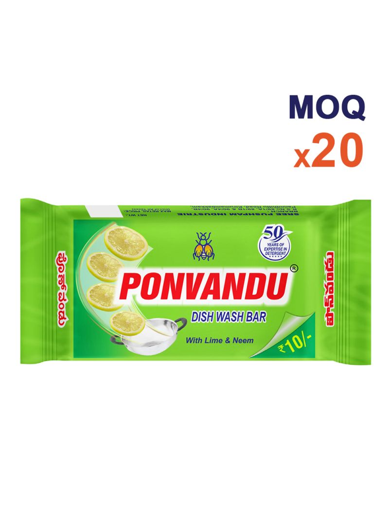 Ponvandu Dishwash Bar-145g - 20 Nos + Steel Scruber Pad 15g 24 Nos