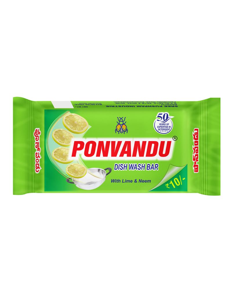 Ponvandu Dishwash Bar-145g - 20 Nos + Steel Scruber Pad 15g 24 Nos